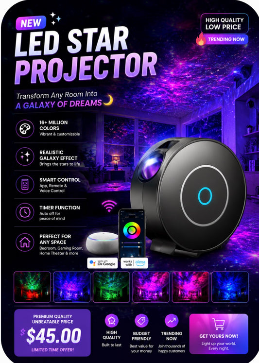 LED Smart Control Laser Star Projector🌙